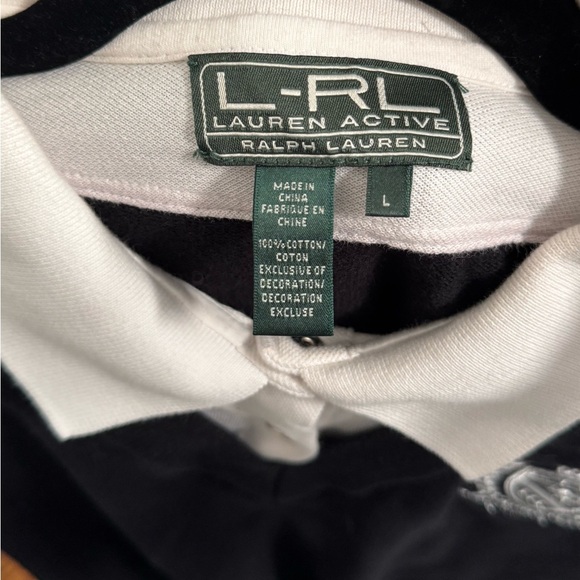 RALPH LAUREN Layered Crest Top, Size Large, Black/White - Picture 8 of 8